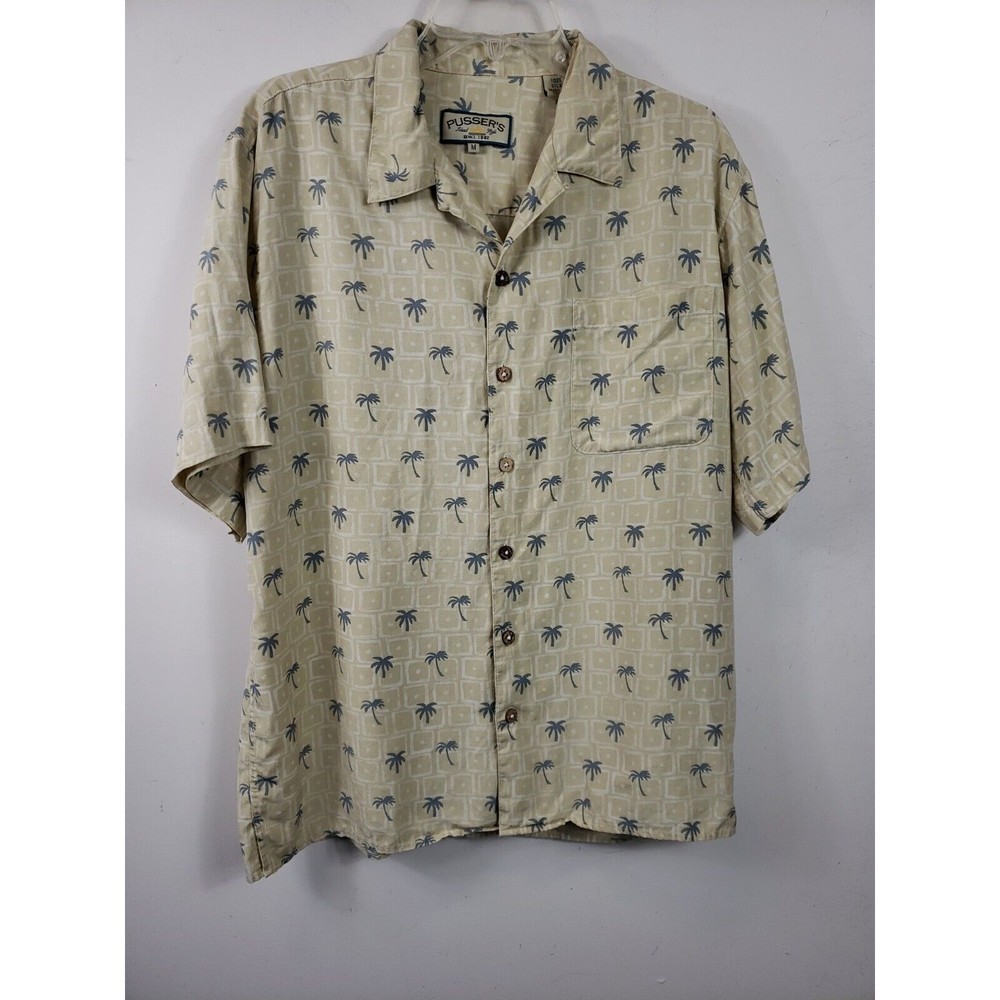 PUSSERS  Mens Silk  S/S HAWAIIAN Shirt sz M
